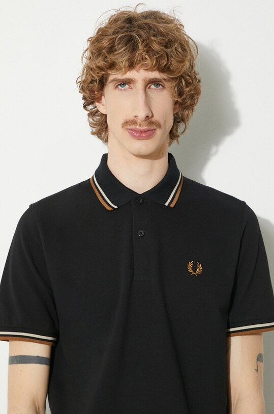 Fred Perry cotton polo shirt Twin Tipped Shirt M12.U57 black