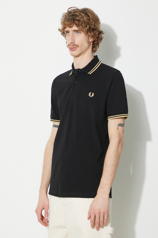 Fred Perry cotton polo shirt Twin Tipped Shirt black M12.157