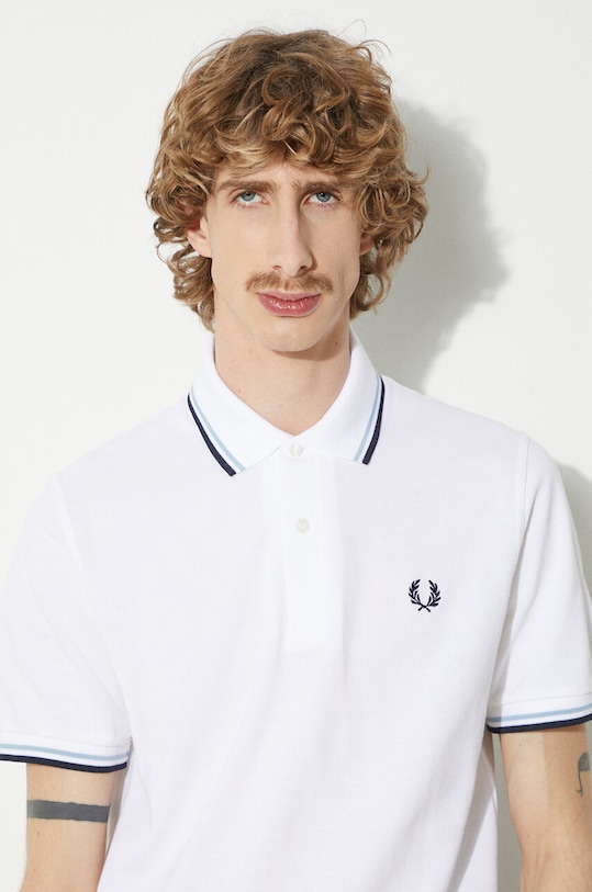 Fred Perry polo bawełniane Twin Tipped Shirt M12.300 beżowy