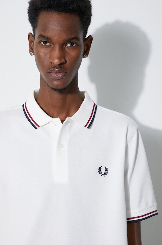 Fred Perry polo bawełniane Twin Tipped Shirt regular biały M3600.T60