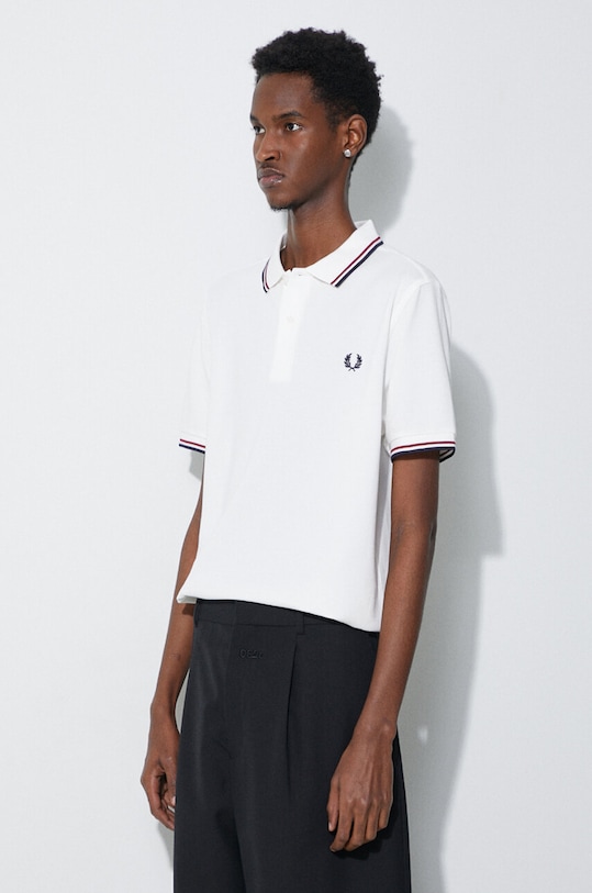 Fred Perry polo bawełniane Twin Tipped Shirt M3600.T60 biały