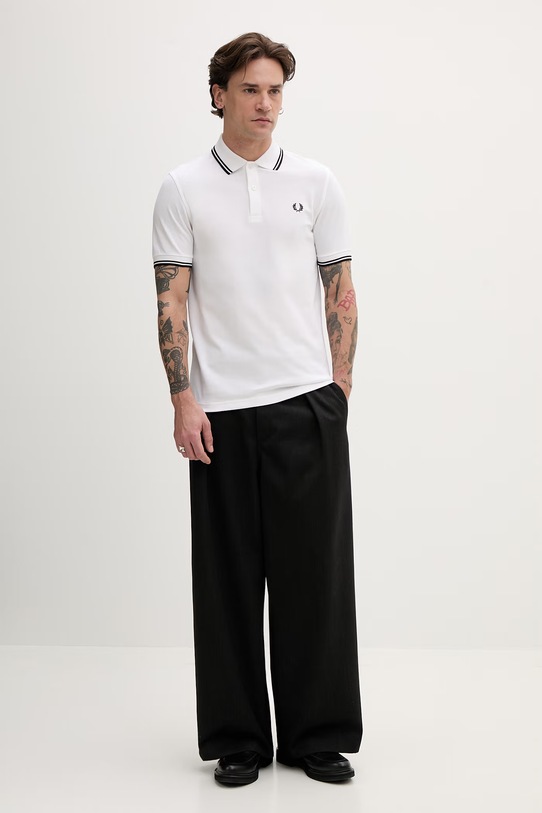 Бавовняне поло Fred Perry Twin Tipped Shirt M3600.200 білий AA00