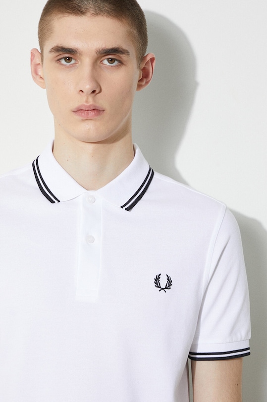 Fred Perry polo bawełniane Twin Tipped Shirt M3600.200 biały