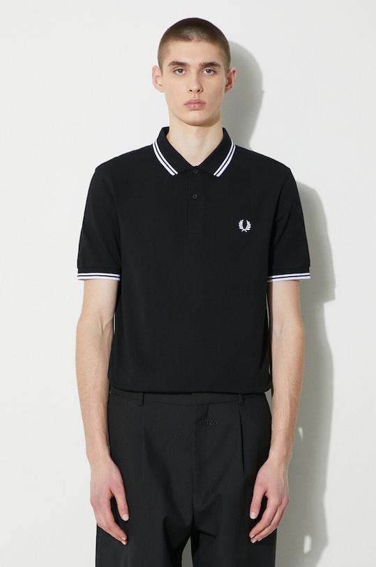 Îmbrăcăminte Fred Perry polo de bumbac Twin Tipped Shirt M3600.350 negru
