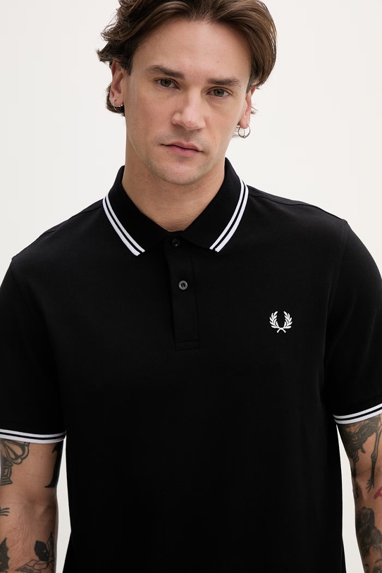 Bavlnené polo tričko Fred Perry Twin Tipped Shirt čierna M3600.350
