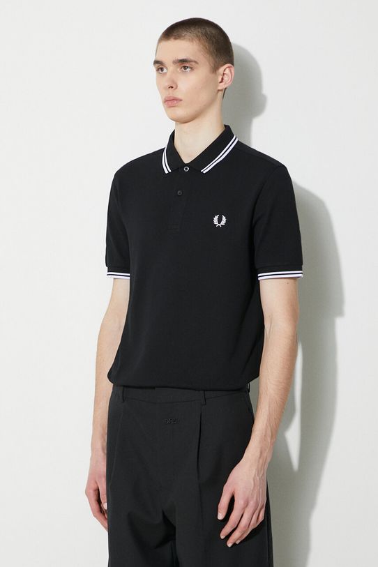 Fred Perry polo de bumbac Twin Tipped Shirt negru M3600.350