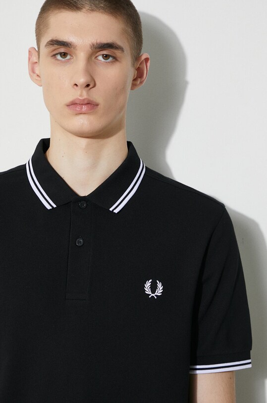 Fred Perry polo de bumbac Twin Tipped Shirt M3600.350 negru