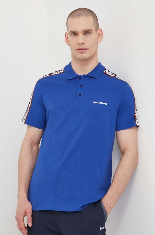 Karl Lagerfeld polo de bumbac regular albastru 241M2206