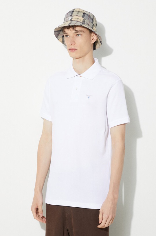 Хлопковое поло Barbour Tartan Pique Polo белый MML0012