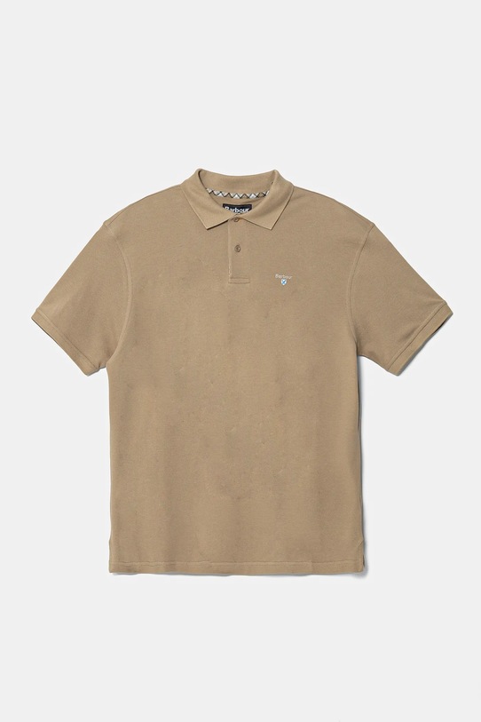 Памучна тениска с яка Barbour Tartan Pique Polo бежов MML0012