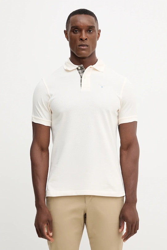 Βαμβακερό μπλουζάκι πόλο Barbour Tartan Pique Polo μπεζ MML0012