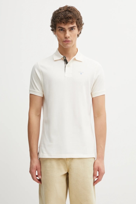 Хлопковое поло Barbour Tartan Pique Polo бежевый MML0012