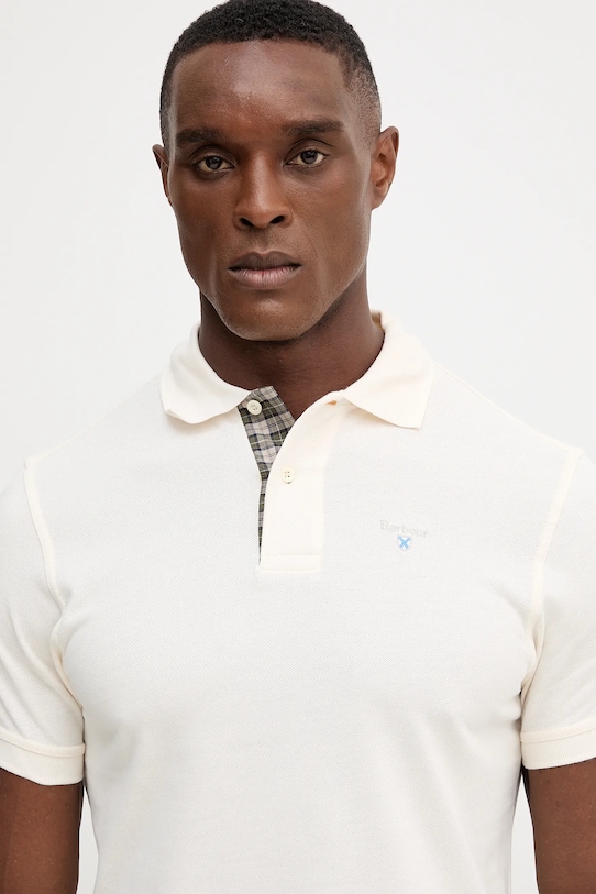 Βαμβακερό μπλουζάκι πόλο Barbour Tartan Pique Polo μπεζ MML0012
