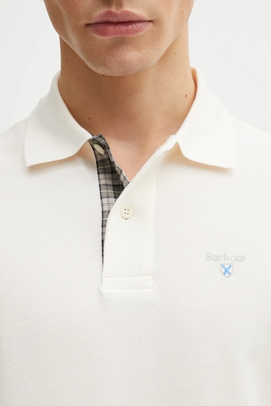 Хлопковое поло Barbour Tartan Pique Polo бежевый MML0012