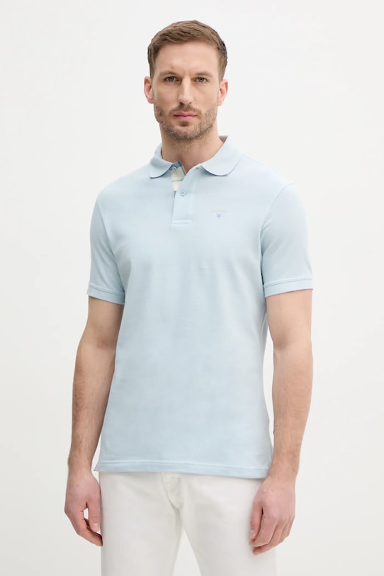 Βαμβακερό μπλουζάκι πόλο Barbour Tartan Pique Polo μπλε MML0012