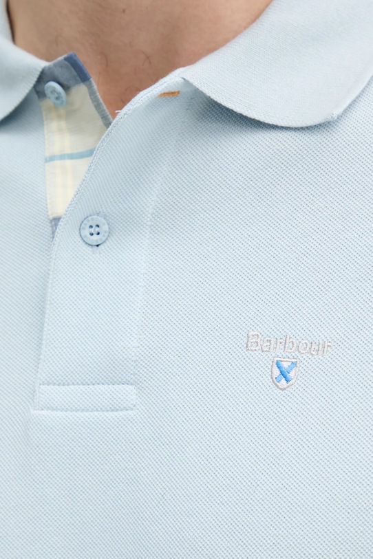 Βαμβακερό μπλουζάκι πόλο Barbour Tartan Pique Polo μπλε MML0012