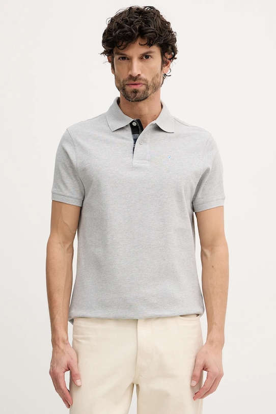 Barbour polo bawełniane Tartan Pique Polo regular szary MML0012