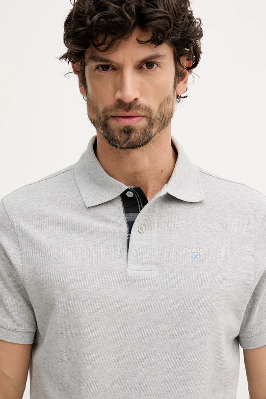 Barbour polo bawełniane Tartan Pique Polo szary MML0012