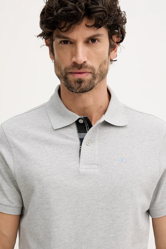 Barbour polo bawełniane Tartan Pique Polo szary MML0012