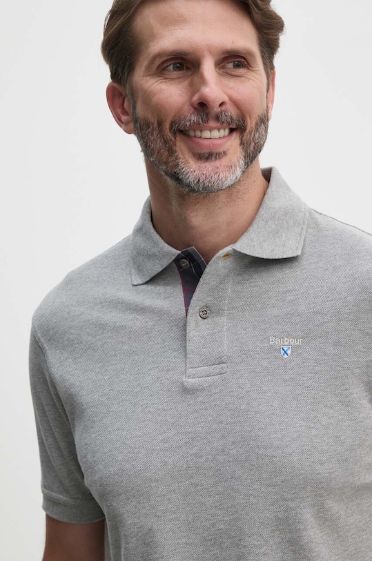 Bavlněné polo tričko Barbour Tartan Pique Polo šedá MML0012