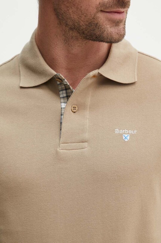 Βαμβακερό μπλουζάκι πόλο Barbour Tartan Pique Polo μπεζ MML0012