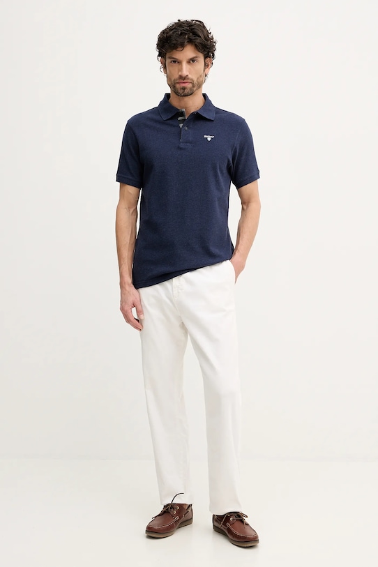 Barbour polo bawełniane Tartan Pique Polo MML0012 granatowy AA00
