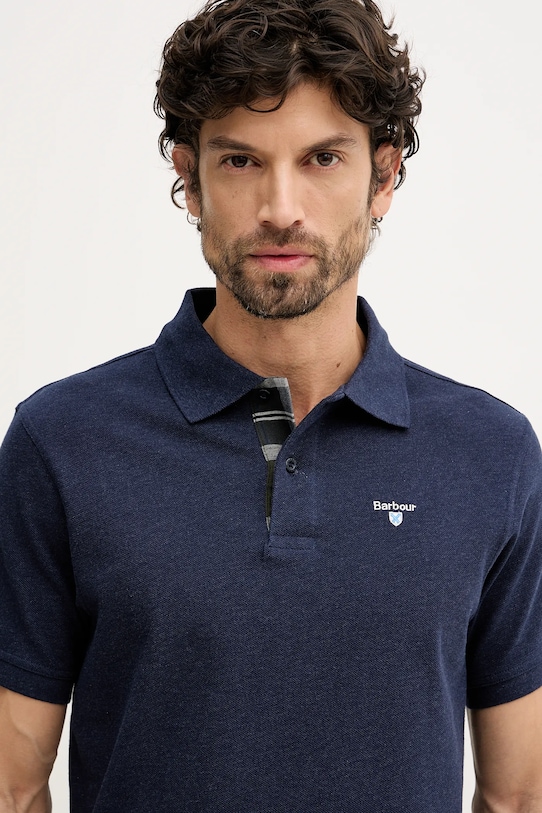 Barbour polo bawełniane Tartan Pique Polo granatowy MML0012