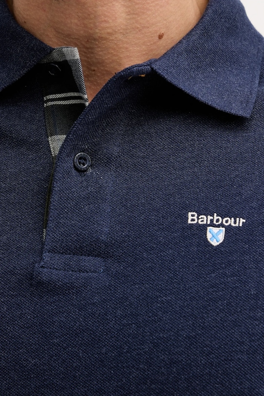 Barbour polo bawełniane Tartan Pique Polo MML0012 granatowy