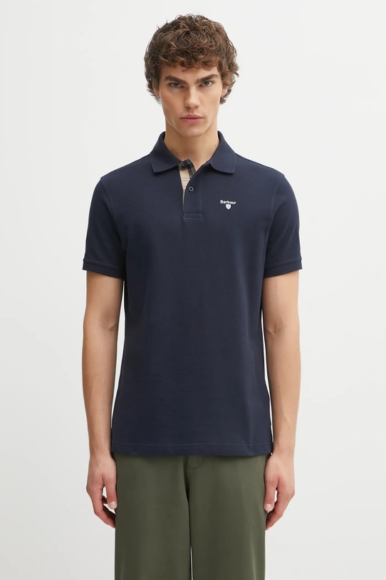 Pamučna polo majica Barbour Tartan Pique Polo regular mornarsko plava MML0012