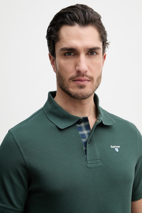 Barbour polo bawełniane Tartan Pique Polo zielony MML0012