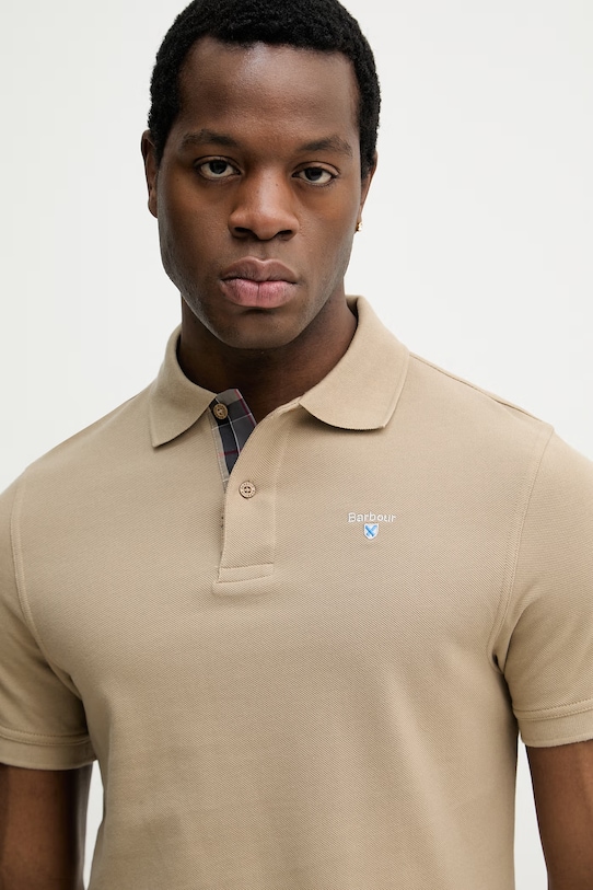 Bombažen polo Barbour Tartan Pique Polo bež MML0012