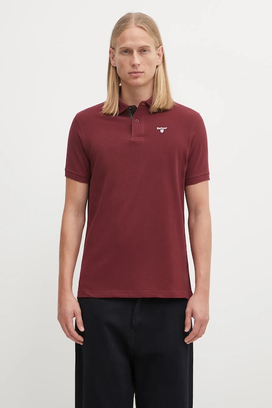 Barbour polo bawełniane Tartan Pique Polo bordowy MML0012