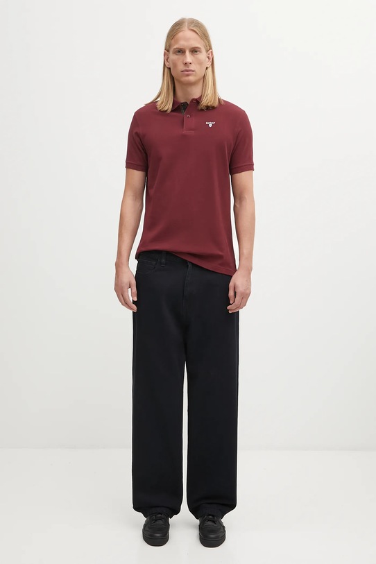 Barbour polo bawełniane Tartan Pique Polo MML0012 bordowy