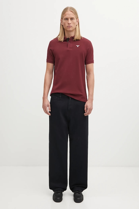 Barbour polo bawełniane Tartan Pique Polo MML0012 bordowy