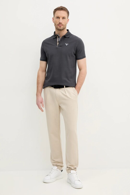 Bavlněné polo tričko Barbour Tartan Pique Polo MML0012 šedá AA00