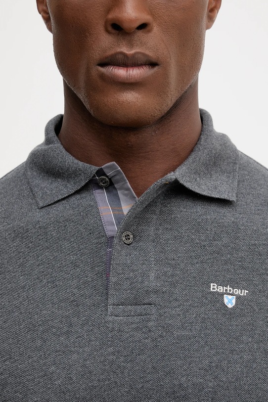 Хлопковое поло Barbour Tartan Pique Polo MML0012 серый