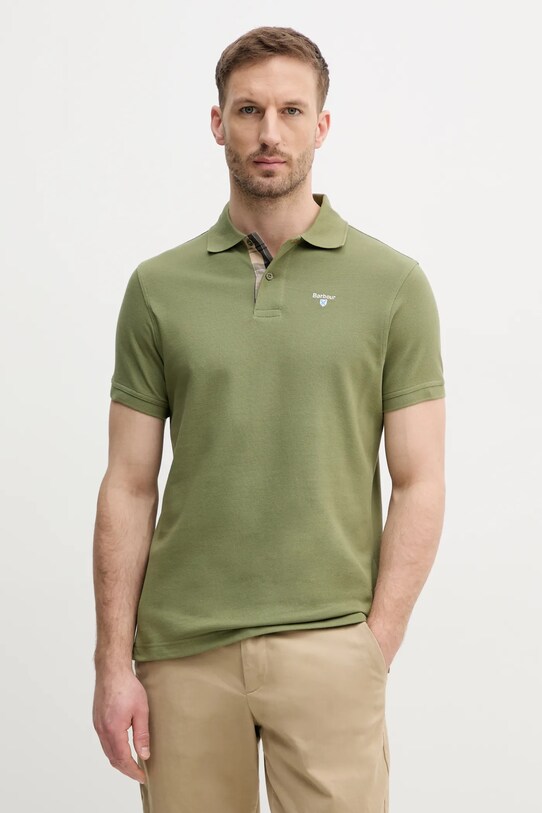 Βαμβακερό μπλουζάκι πόλο Barbour Tartan Pique Polo πράσινο MML0012