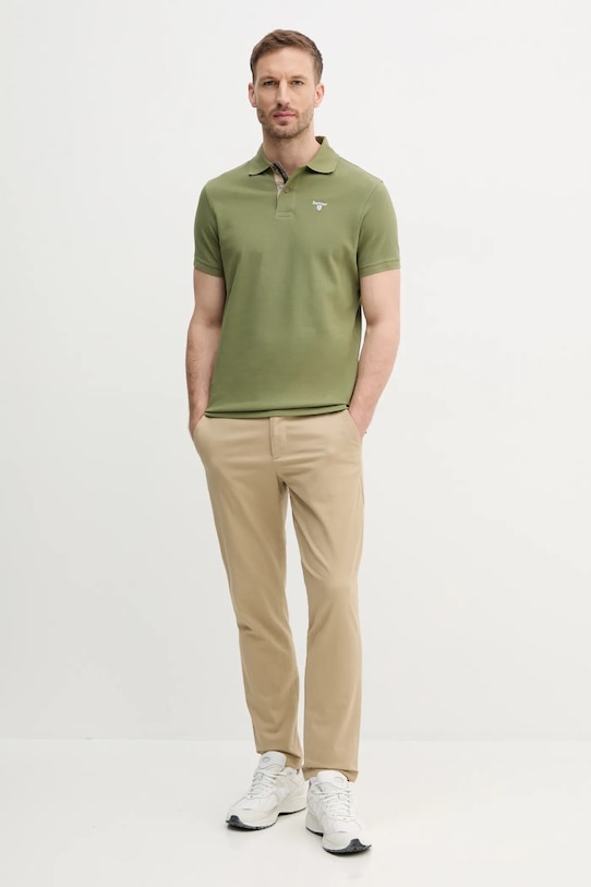 Bavlněné polo tričko Barbour Tartan Pique Polo MML0012 zelená AA00