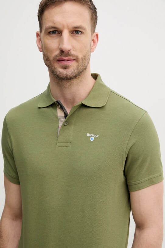 Βαμβακερό μπλουζάκι πόλο Barbour Tartan Pique Polo πράσινο MML0012