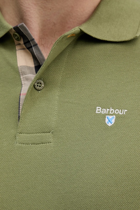 Βαμβακερό μπλουζάκι πόλο Barbour Tartan Pique Polo MML0012 πράσινο