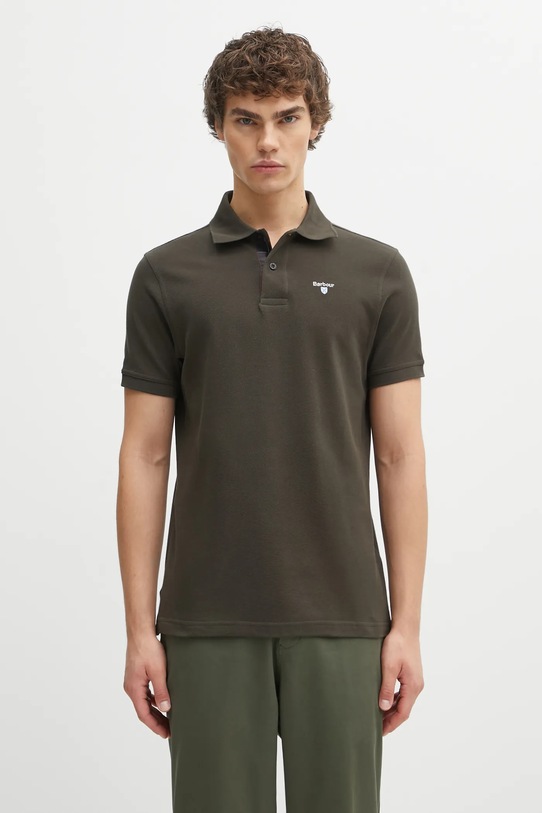 Bavlněné polo tričko Barbour Tartan Pique Polo regular zelená MML0012
