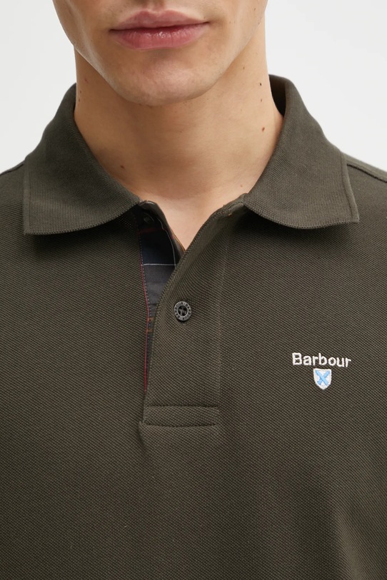 Bavlněné polo tričko Barbour Tartan Pique Polo zelená MML0012