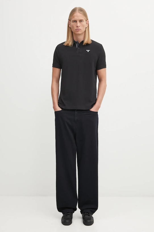 Pamučna polo majica Barbour Tartan Pique Polo MML0012 crna