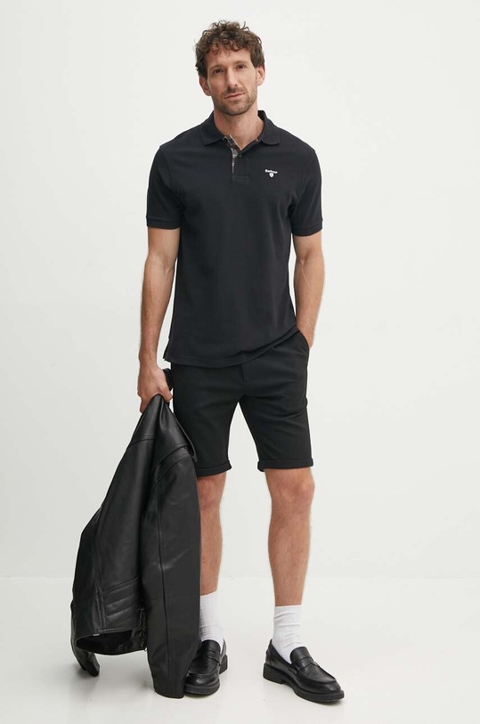Barbour polo bawełniane Tartan Pique Polo MML0012 czarny AA00