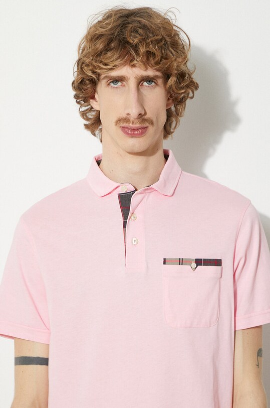 Bavlněné polo tričko Barbour Corpatch Polo MML1071 růžová
