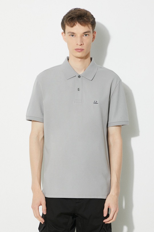 Polo tričko C.P. Company Stretch Piquet Regular nášivka šedá 16CMPL094A005263W