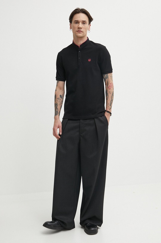 The Kooples polo bawełniane HPOC28010K czarny SS24