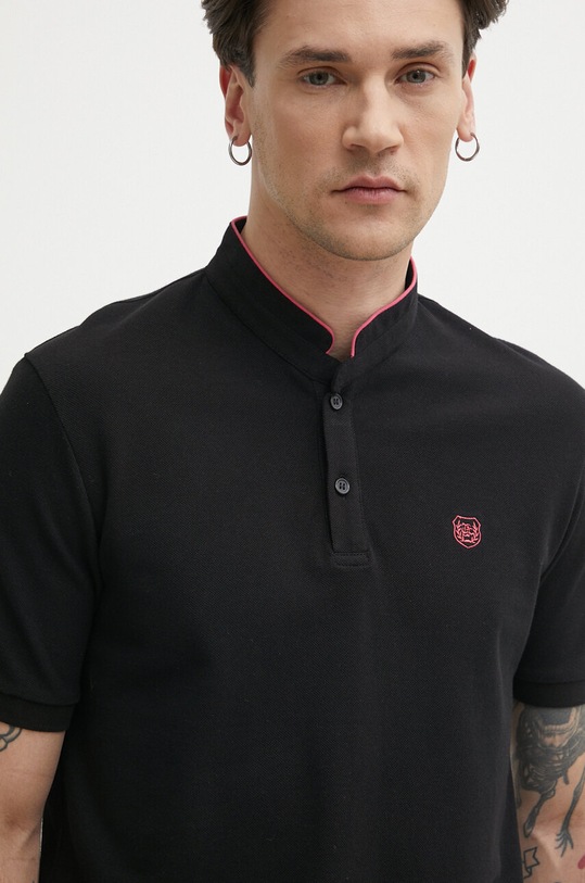 The Kooples polo bawełniane czarny HPOC28010K