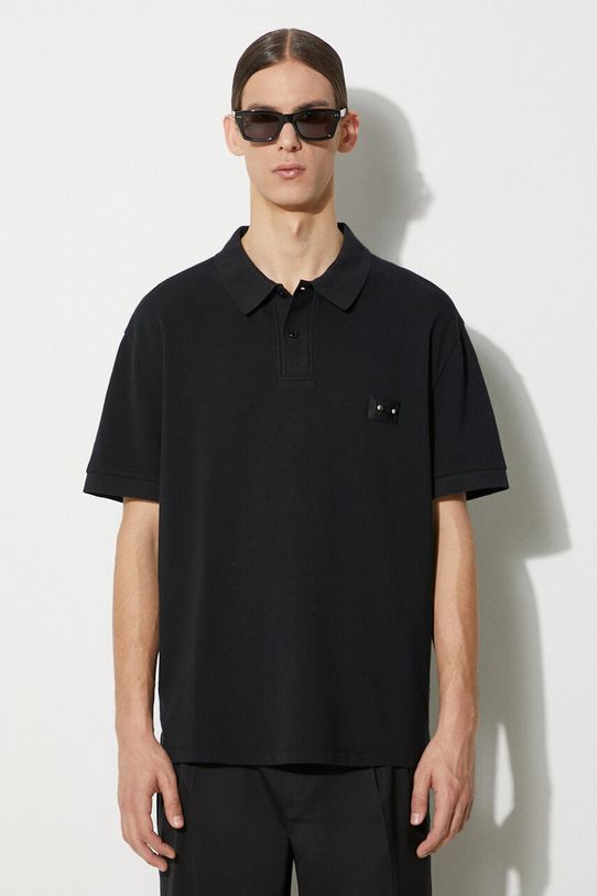 Neil Barrett polo bawełniane Loose Pierced Nipple Polo bawełna czarny MY70223A.Y517.001N