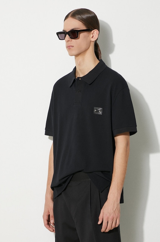 Neil Barrett polo bawełniane Loose Pierced Nipple Polo czarny MY70223A.Y517.001N